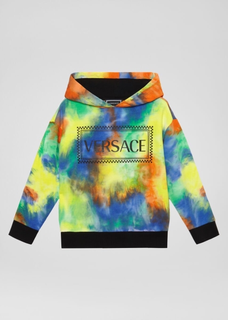 Versace Tie-Dye Print 90s Vintage Logo Hoodie Pojke - 658203IKJ